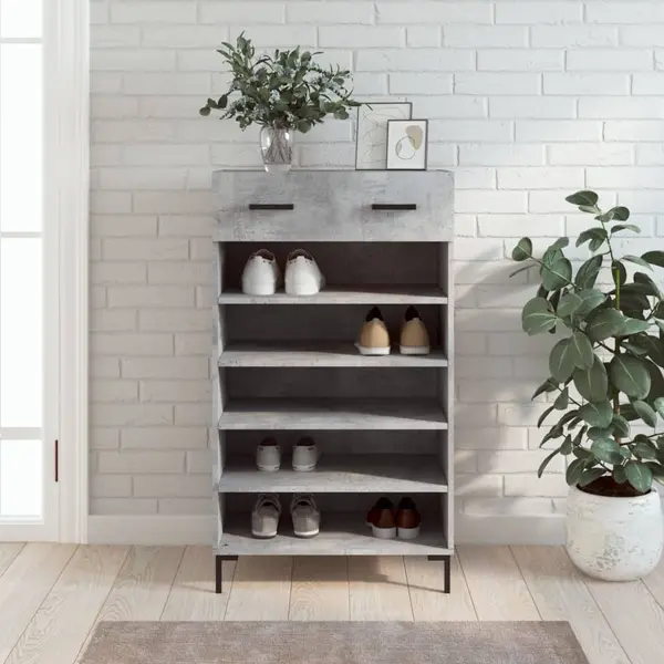 Gossi pantofar, gri beton, 60x35x105 cm, lemn compozit