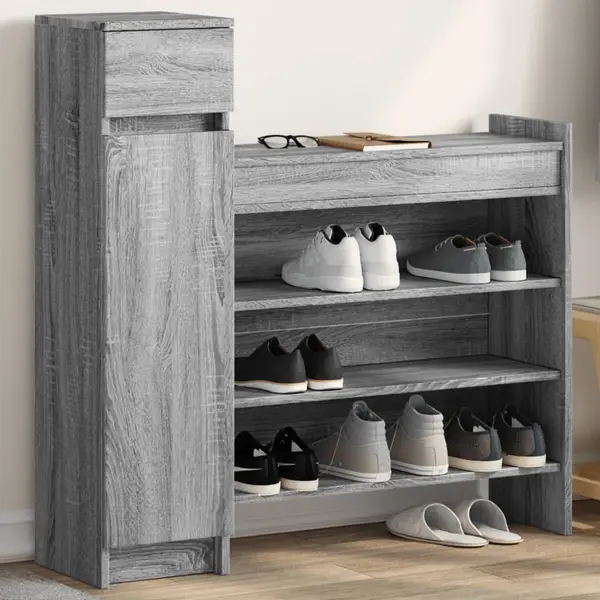 Gossi pantofar, gri sonoma, 100,5x28x100 cm, lemn compozit