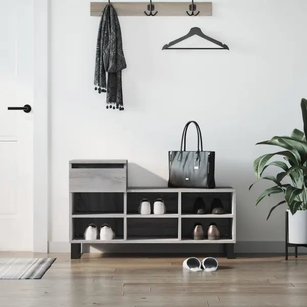 Gossi pantofar, gri sonoma, 102x36x60 cm, lemn prelucrat
