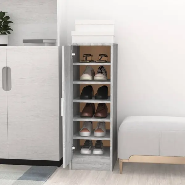 Gossi pantofar, gri sonoma, 32x35x92 cm, lemn prelucrat