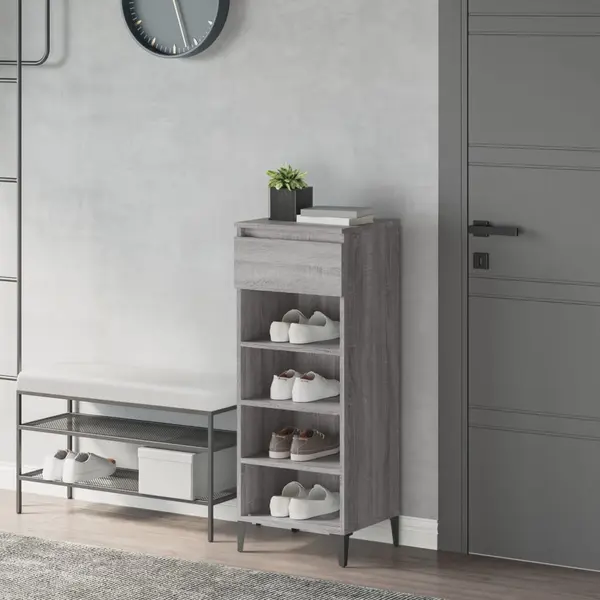 Gossi pantofar, gri sonoma, 40x36x105 cm, lemn compozit