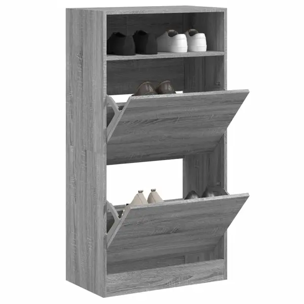 Gossi pantofar, gri sonoma, 60x34x116 cm, lemn prelucrat