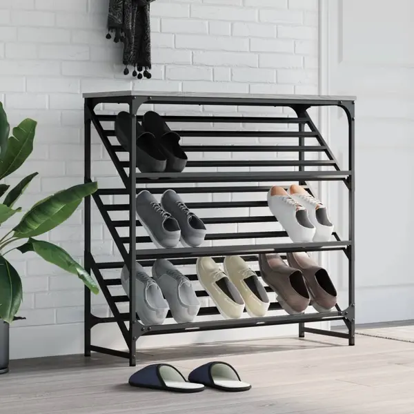 Gossi pantofar, gri sonoma, 90x30x85 cm, lemn prelucrat