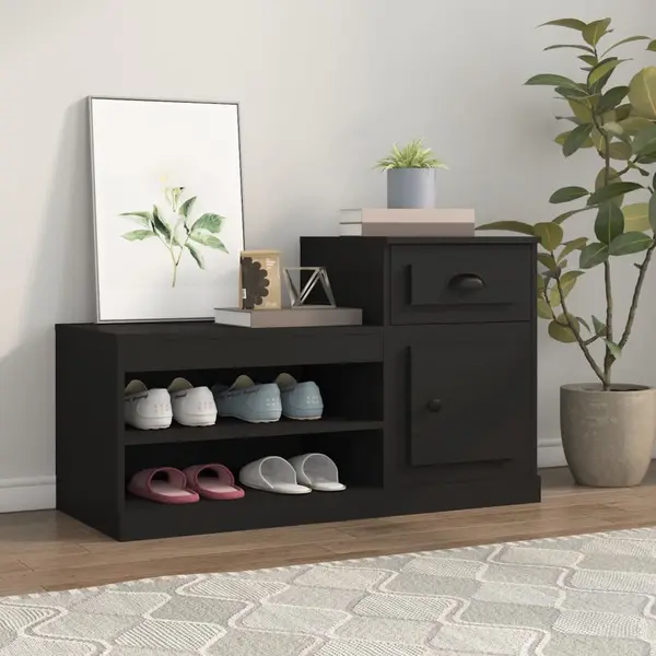 Gossi pantofar, negru, 100x42x60 cm, lemn prelucrat
