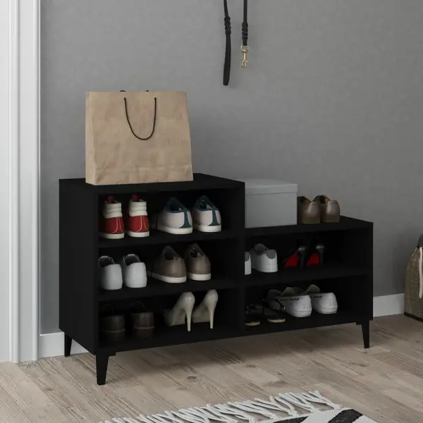 Gossi pantofar, negru, 102x36x60 cm, lemn compozit