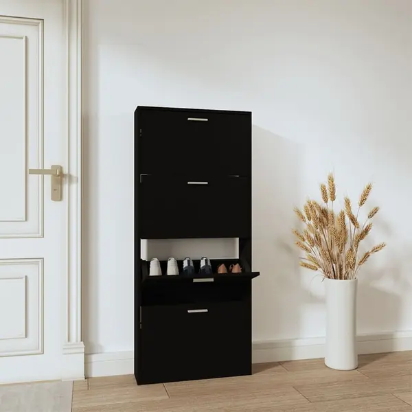 Gossi pantofar, negru, 59x17x150 cm, lemn compozit