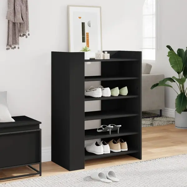 Gossi pantofar, negru, 74,5x37,5x100 cm, lemn prelucrat