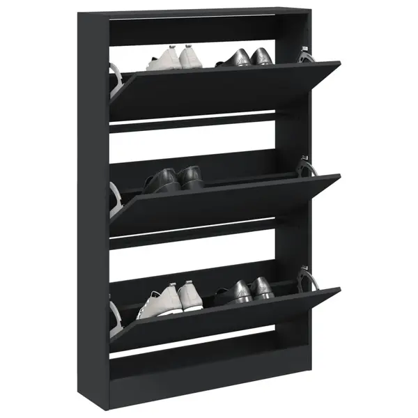 Gossi pantofar, negru, 80x21x125,5 cm, lemn compozit
