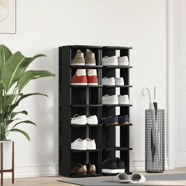 Gossi pantofare, 2 buc., stejar negru, 25x27x102 cm, lemn prelucrat