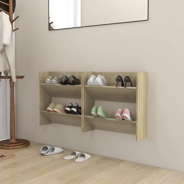 Gossi pantofare de perete, 2 buc., stejar sonoma, 60x18x60 cm pal