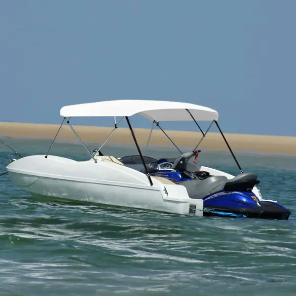 Gossi parasolar barca bimini, 4 arcuri, alb, 243 x (230-244) x 137 cm