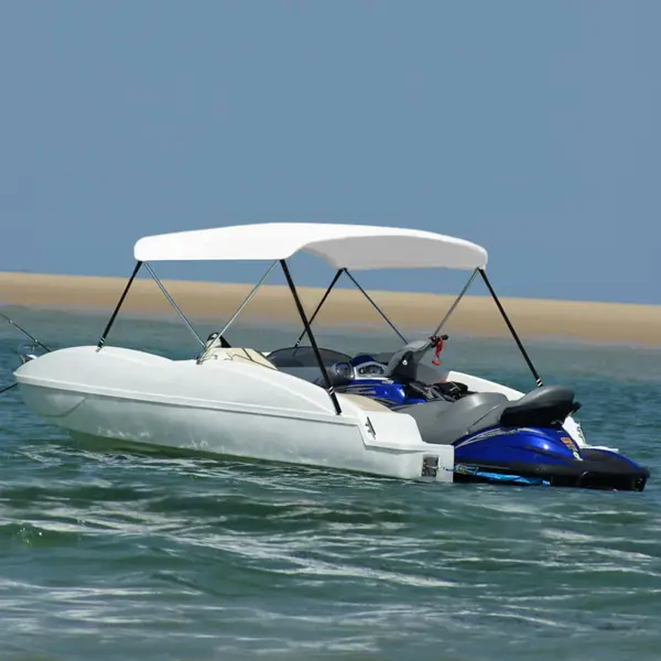 Gossi parasolar barca bimini cu 2 arcuri, alb, 150 x 120 x 110 cm