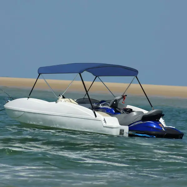 Gossi parasolar barca bimini cu 2 arcuri, bleumarin, 180x150x110 cm