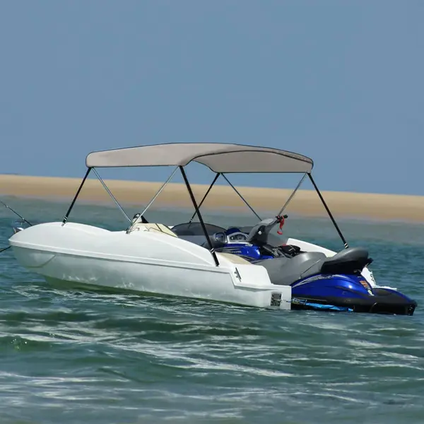 Gossi parasolar barca bimini cu 2 arcuri, gri, 150x120x110 cm