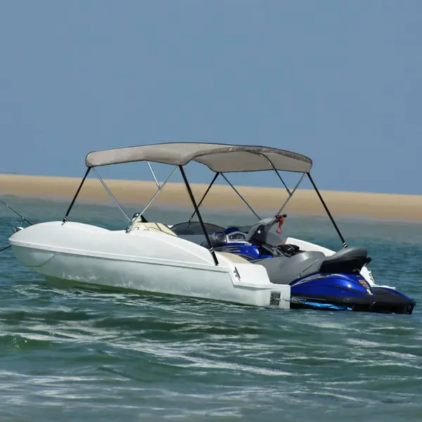Gossi parasolar barca bimini cu 3 arcuri, gri, 183x140x137 cm