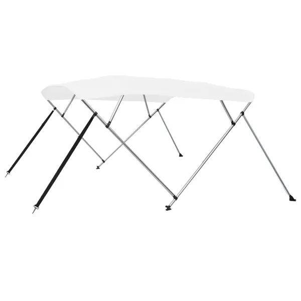 Gossi parasolar barca bimini cu 4 arcuri, alb, 243x196x137 cm