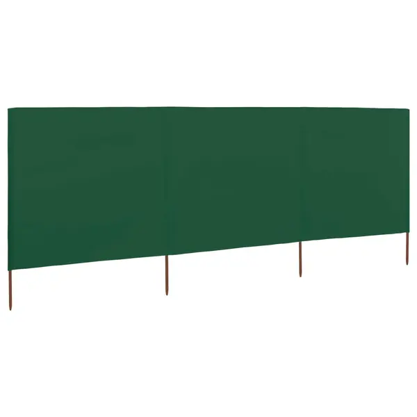 Gossi paravan anti-vant cu 3 panouri, verde, 400x120 cm, textil