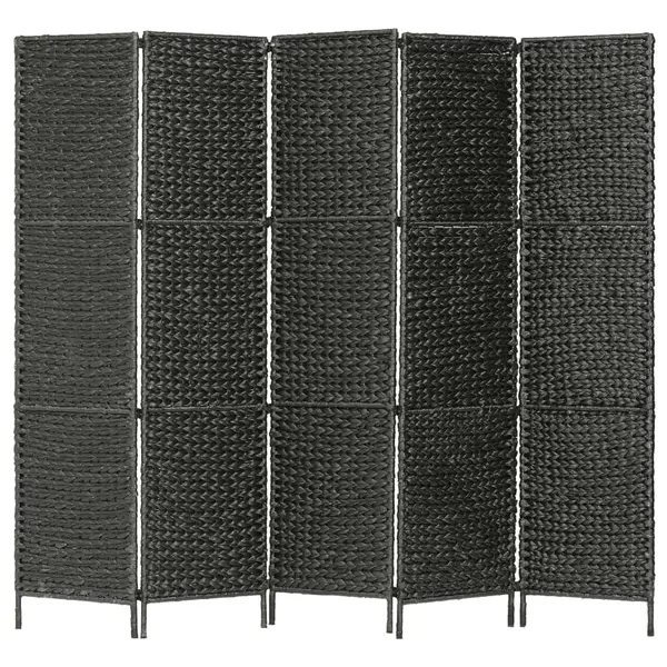 Gossi paravan camera cu 5 panouri, negru, 193x160 cm, zambila de apa