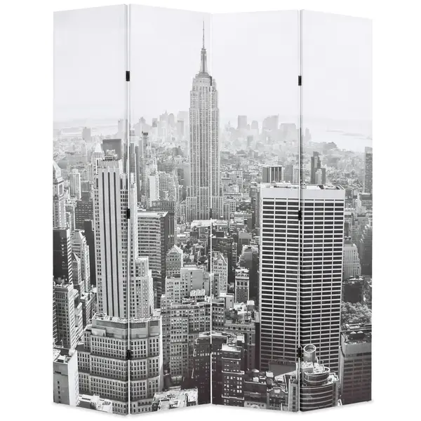Gossi paravan camera pliabil, 160x170 cm, new york pe zi, alb/negru