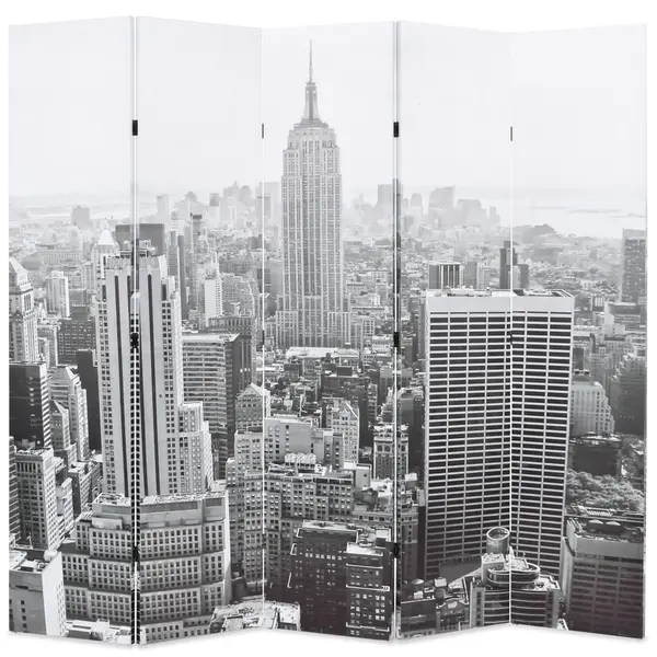 Gossi paravan camera pliabil, 200x170 cm, new york pe zi, alb/negru