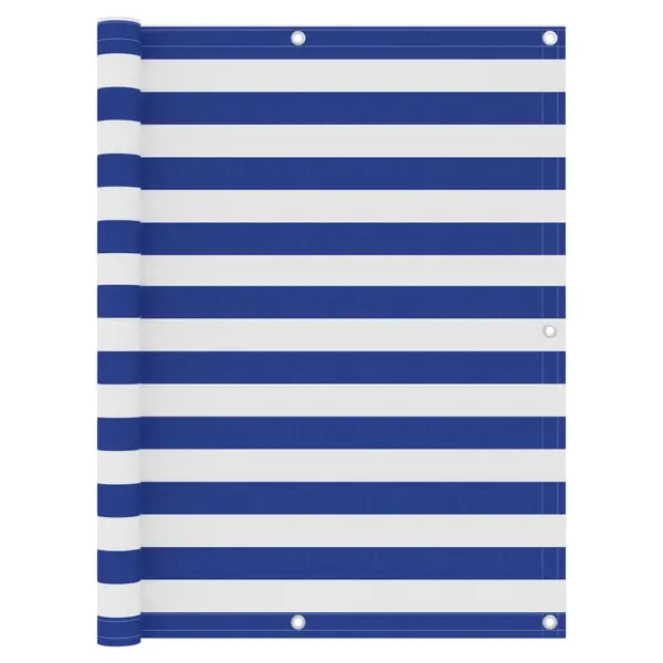 Gossi paravan de balcon, alb/albastru, 120 x 400 cm, tesatura oxford