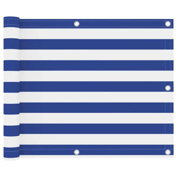 Gossi paravan de balcon, alb si albastru, 75 x 400 cm tesatura oxford