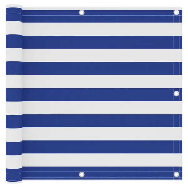 Gossi paravan de balcon, alb si albastru, 90 x 400 cm tesatura oxford