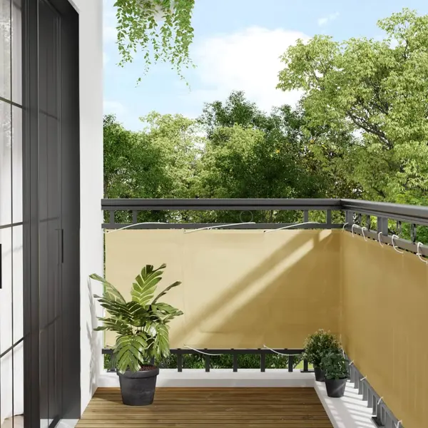 Gossi paravan de balcon, nisipiu, 75x600 cm, 100% poliester oxford