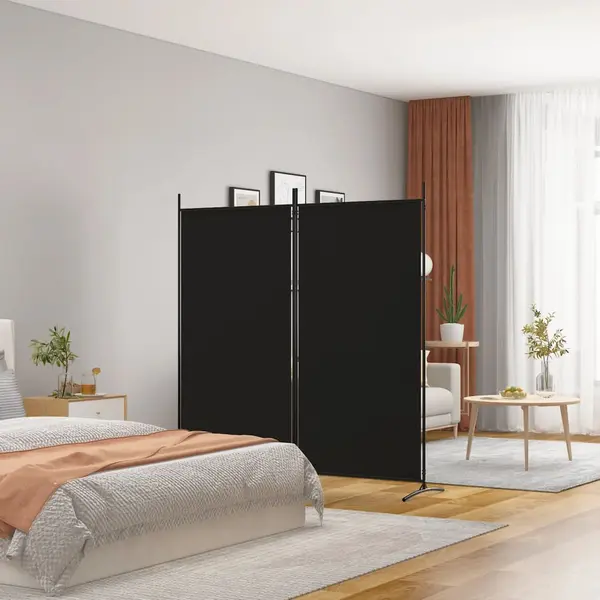 Gossi paravan de camera cu 2 panouri, negru, 175x180 cm, textil