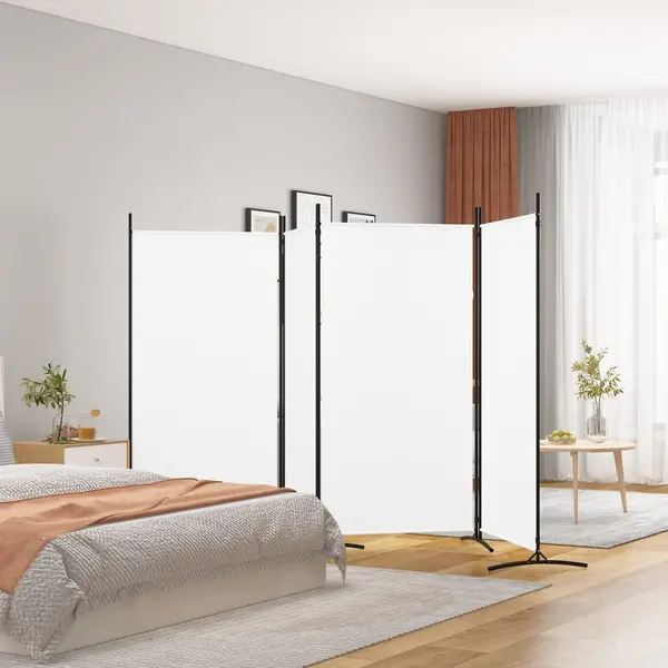 Gossi paravan de camera cu 4 panouri, alb, 346x180 cm, textil