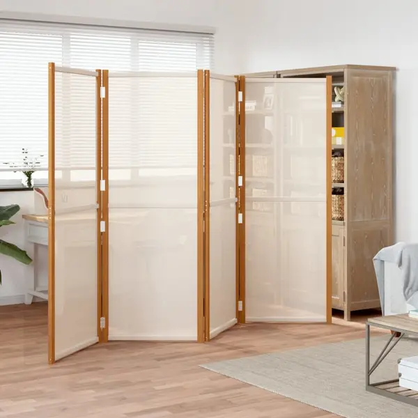 Gossi paravan de camera cu 4 panouri, alb crem, 280x180 cm