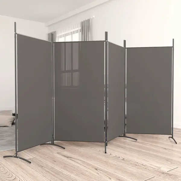 Gossi paravan de camera cu 4 panouri, antracit, 346x180 cm, textil
