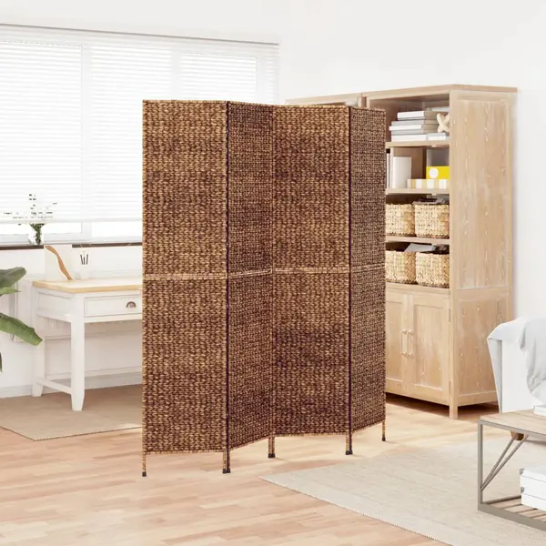 Gossi paravan de camera cu 4 panouri maro, 163x180 cm, zambila de apa
