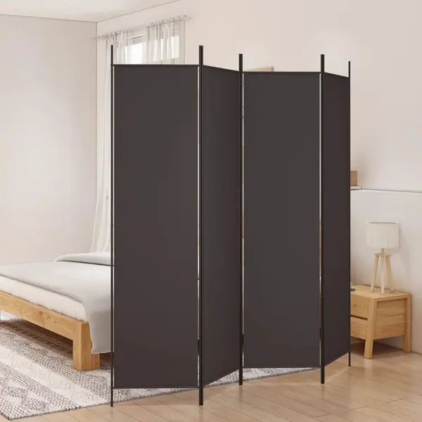 Gossi paravan de camera cu 4 panouri, maro, 200x200 cm, textil