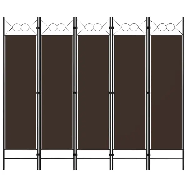 Gossi paravan de camera cu 5 panouri, maro, 200 x 180 cm