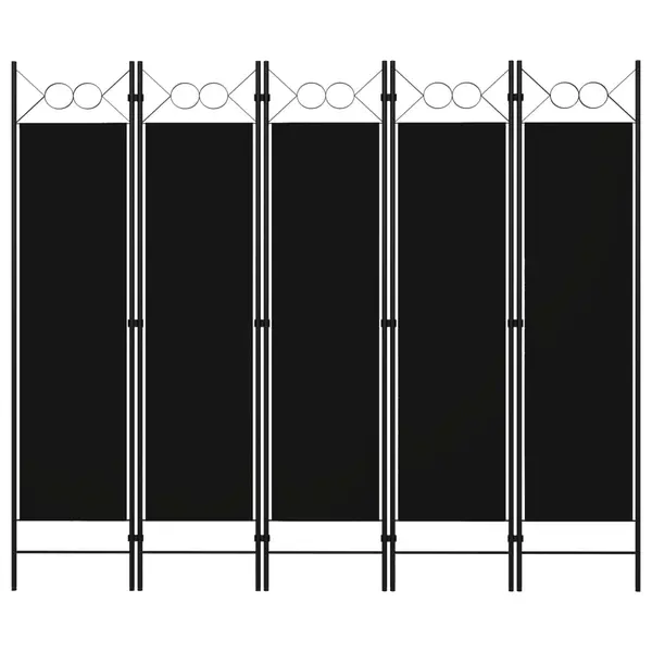 Gossi paravan de camera cu 5 panouri, negru, 200 x 180 cm
