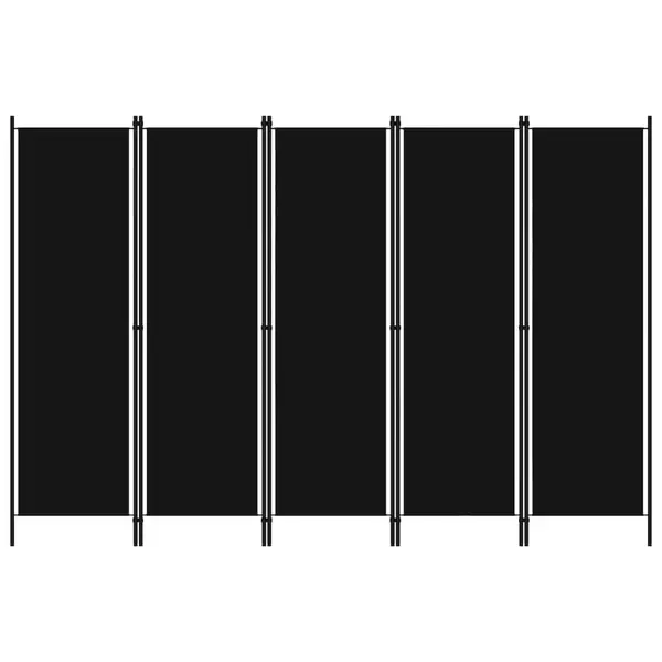 Gossi paravan de camera cu 5 panouri, negru, 250 x 180 cm