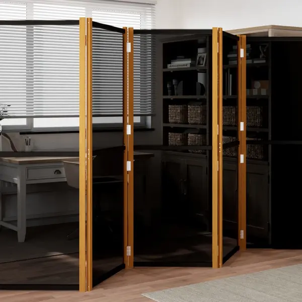 Gossi paravan de camera cu 5 panouri, negru, 350x180 cm