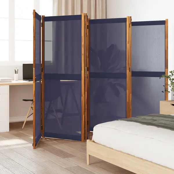 Gossi paravan de camera cu 6 panouri, albastru inchis, 420x180 cm