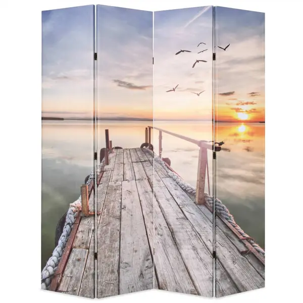 Gossi paravan de camera pliabil, 160 x 170 cm, imprimeu lac