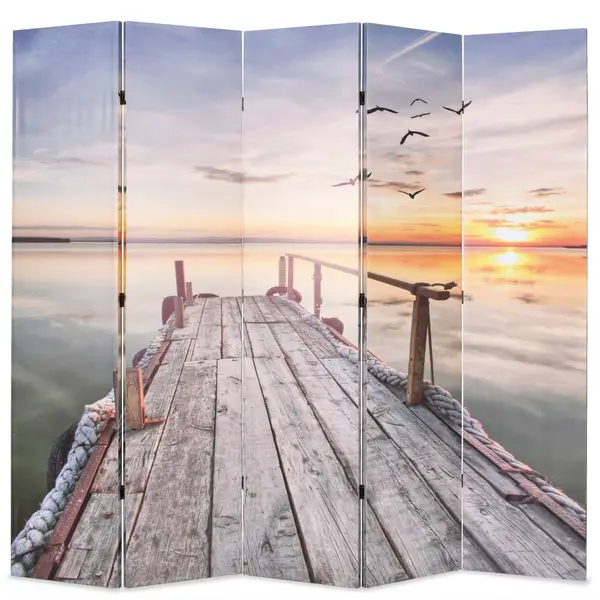 Gossi paravan de camera pliabil, 200 x 170 cm, imprimeu lac