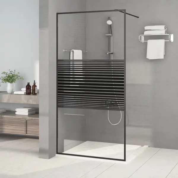 Gossi paravan de dus walk-in negru 100x195 cm sticla esg transparenta