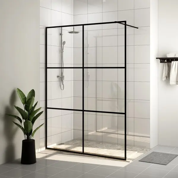 Gossi paravan de dus walk-in negru 140x195 cm sticla esg transparenta
