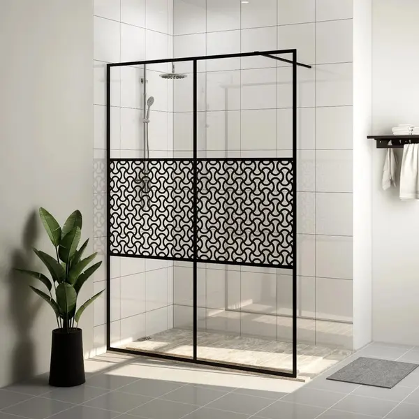 Gossi paravan de dus walk-in negru 140x195 cm sticla esg transparenta