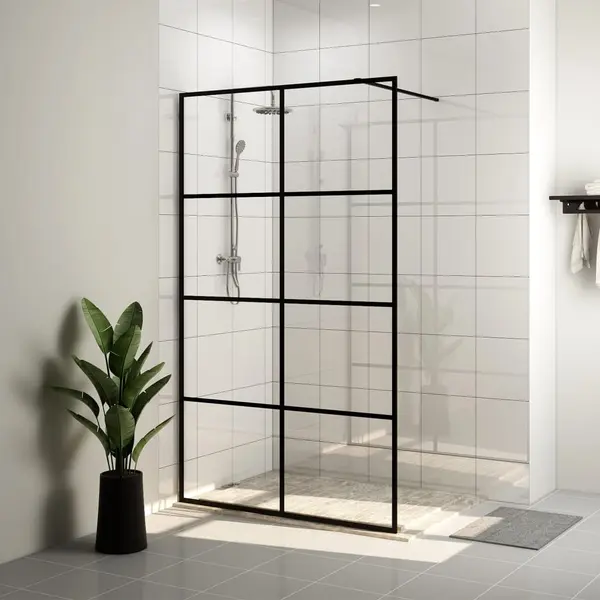 Gossi paravan de dus walk-in negru 140x95 cm sticla esg transparenta