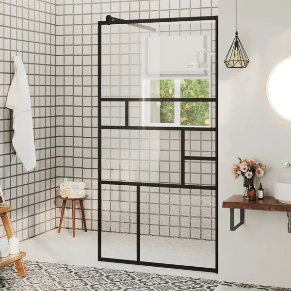 Gossi paravan de dus walk-in negru 80x195 cm sticla esg transparenta