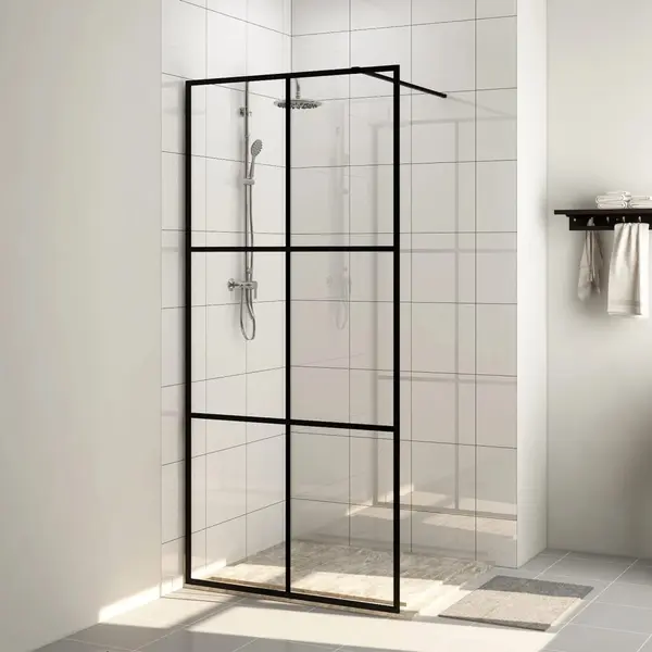 Gossi paravan de dus walk-in negru 80x195 cm sticla esg transparenta