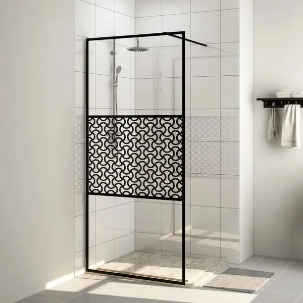 Gossi paravan de dus walk-in negru 90x195 cm sticla esg transparenta
