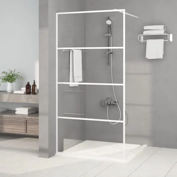 Gossi paravan dus walk-in, alb, 100x195 cm, sticla esg transparenta