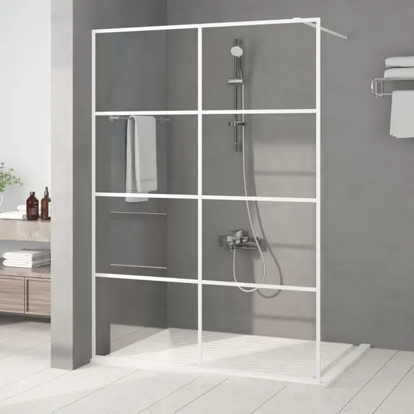 Gossi paravan dus walk-in, alb, 140x195 cm, sticla esg transparenta